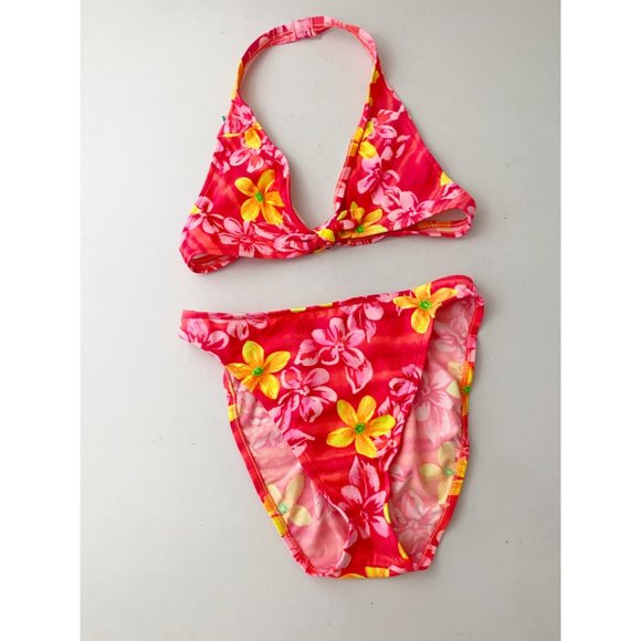 Sassafras Other - Sassafras Vintage Bikini Floral Swimsuit 90s 80s High Leg Neon